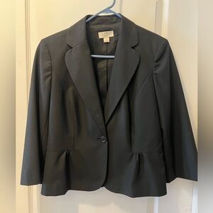 LOFT Black Women's Blazer with 3/4 sleeves in size 8